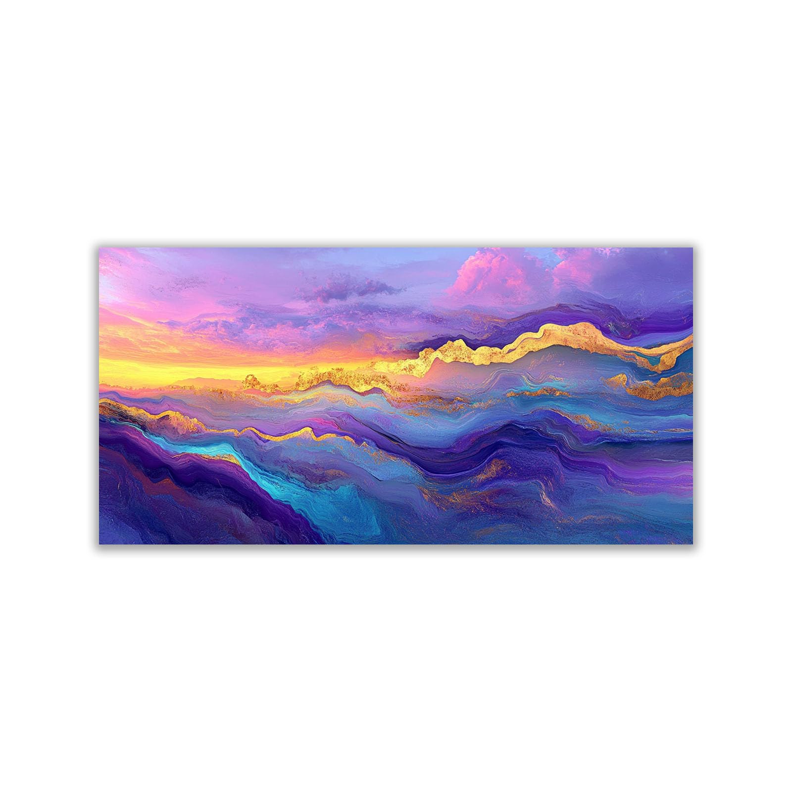WIKEO Beach Canvas Wall Art Abstract Texture Mountain Coastal Tropical Artwork Prints Pictures,for Bathroom Bedroom Living Room Home Office Wall Decor(Purple 2)-40x80cm Unframed