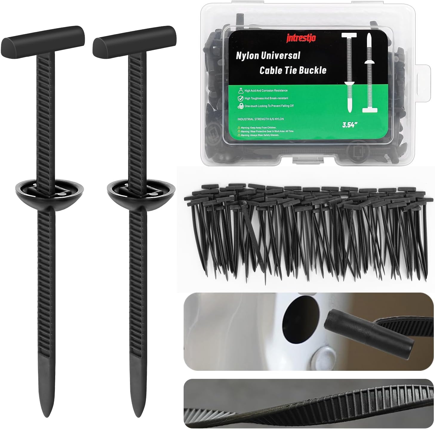 100PCS Nylon Universal Cable Tie Buckle with Dual-Side Gear, Foldable Quick Fix Heavy Duty Zip Ties with Pin & Button, Strong Easy Use Multipurpose Cable Tie Buckle Zip Tie for Car Daily Repair