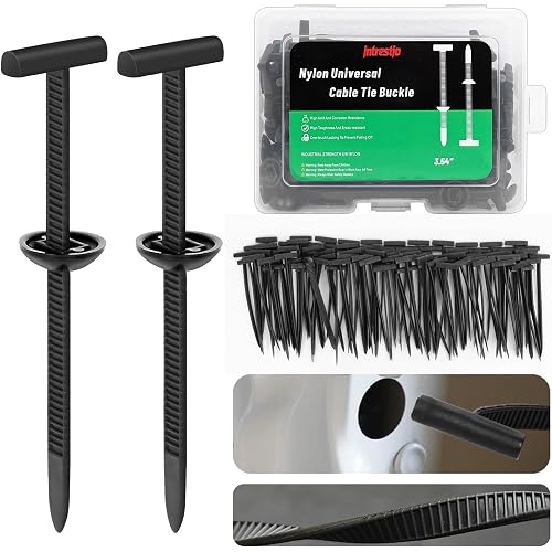 100PCS Nylon Universal Cable Tie Buckle with Dual-Side Gear, Foldable Quick Fix Heavy Duty Zip Ties with Pin & Button, Strong Easy Use Multipurpose Cable Tie Buckle Zip Tie for Car Daily Repair