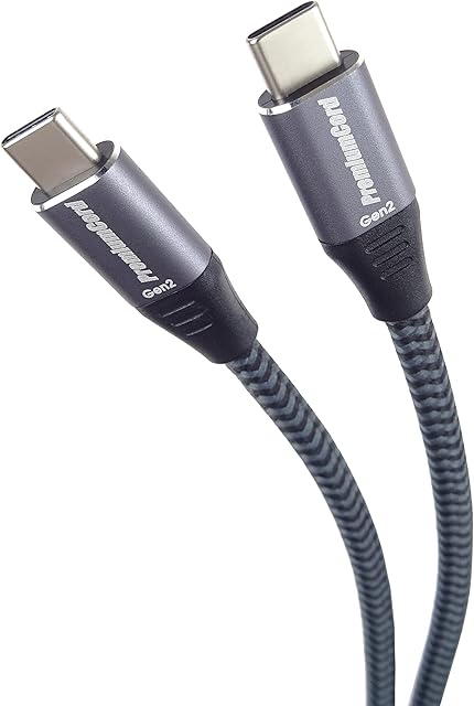 PremiumCord USB-C 3.2 Gen 2x2 Connection Cable, Data Cable SuperSpeed up to 20Gbps, Charging Cable up to 5A, USB 3.2 Generation 2x2 Type C Plug, Colour Black/Grey, Length 1.5 m