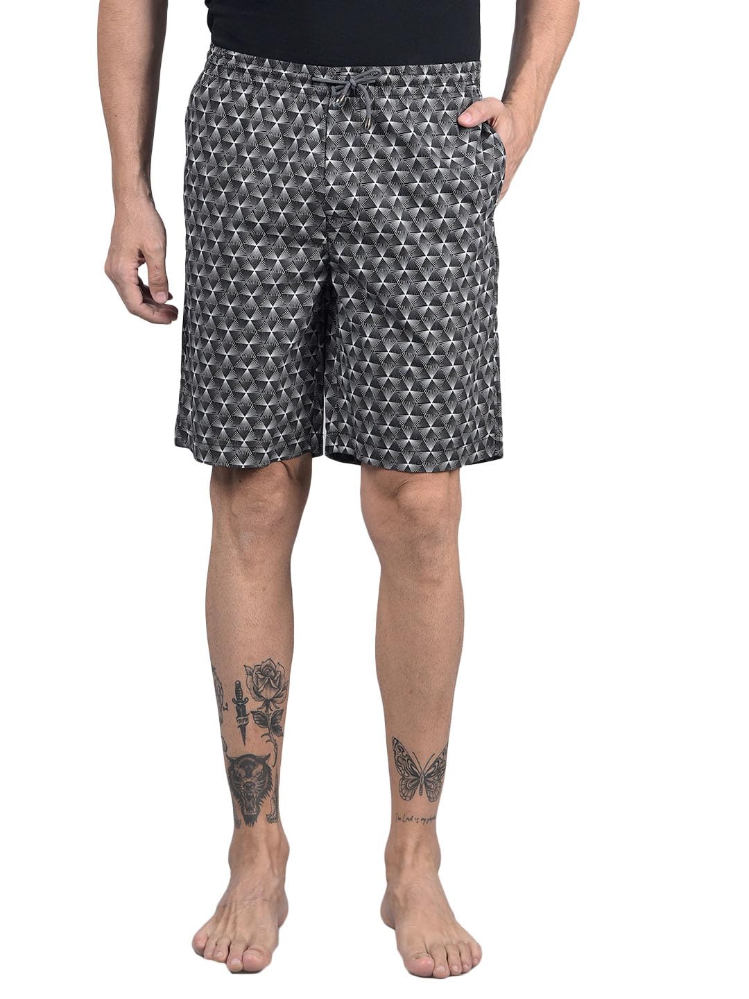crimsoune club Men's Black Printed 100% Cotton Lounge Shorts-picture-34