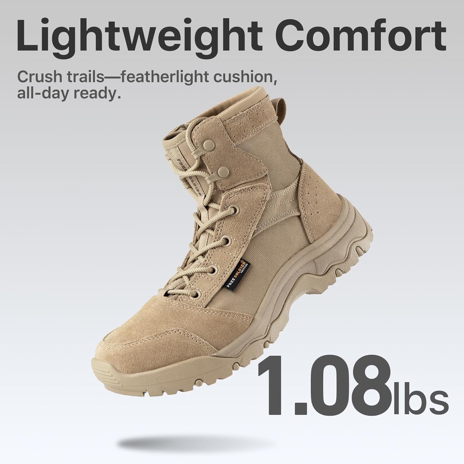 FREE SOLDIER Men's Tactical Hiking Boots Lightweight Comfortable Combat Work Boots 6 Inches - Image 4