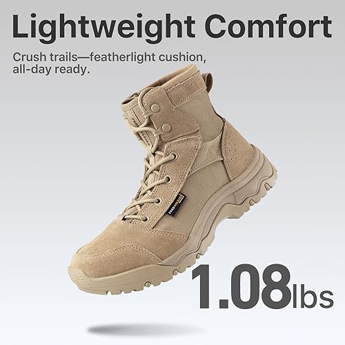 Miniatura 2 de FREE SOLDIER Botas de senderismo tácticas para hombre, ligeras, cómodas, botas de trabajo de combate de 6 pulgadas
