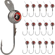 Die-Cast Wobbling Jig Heads, Finesse Bass Jigs with Bait Keeper | 15 Pcs Die-Cast Wobbling Jig Heads With Large 3D Eyes, Metal Lip & Bait Keeper for Finesse Bass Fishing, 1/8oz,3/16oz,1/4oz