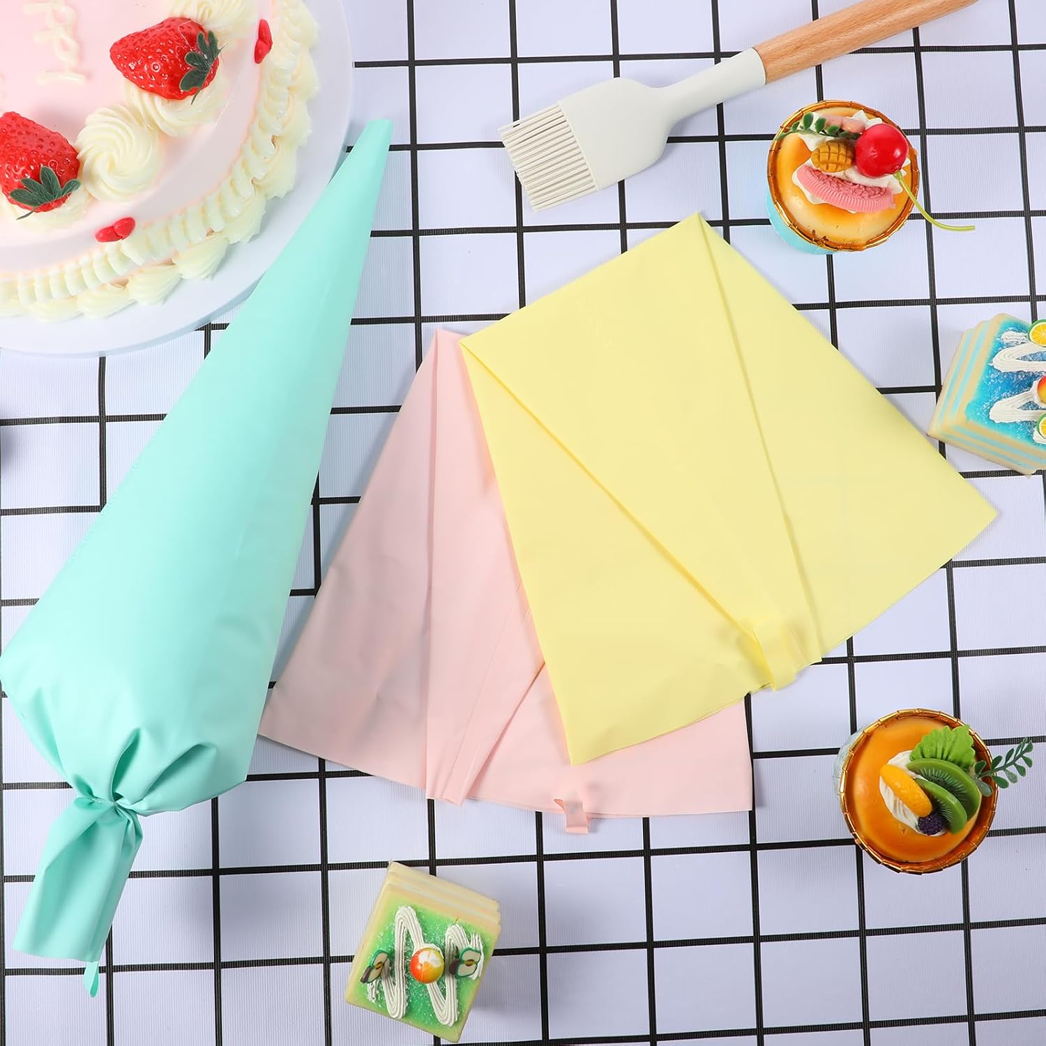 3 PCS Piping Bags Reusable, Silicone 16 Inch Manga Pastelera Small Piping Bags Reusable for Baking Cookie Cake Decorating Pastry