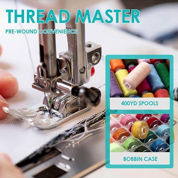 72-Piece Vibrant Sewing Thread Set​​, ​​36 Unique Colours Cotton Thread for Sewing Machine​​, 400-Yard ​​Sewing Machine Threads​​ with Matching Bobbins, Compatible with Brother/Singer/Janome