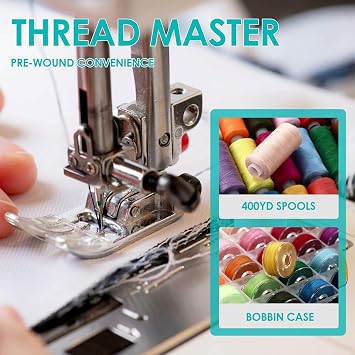 72-Piece Vibrant Sewing Thread Set, 36 Unique Colours Cotton Thread for Sewing Machine, 400-Yard Sewing Machine Threads with Matching Bobbins, Compatible with Brother/Singer/Janome