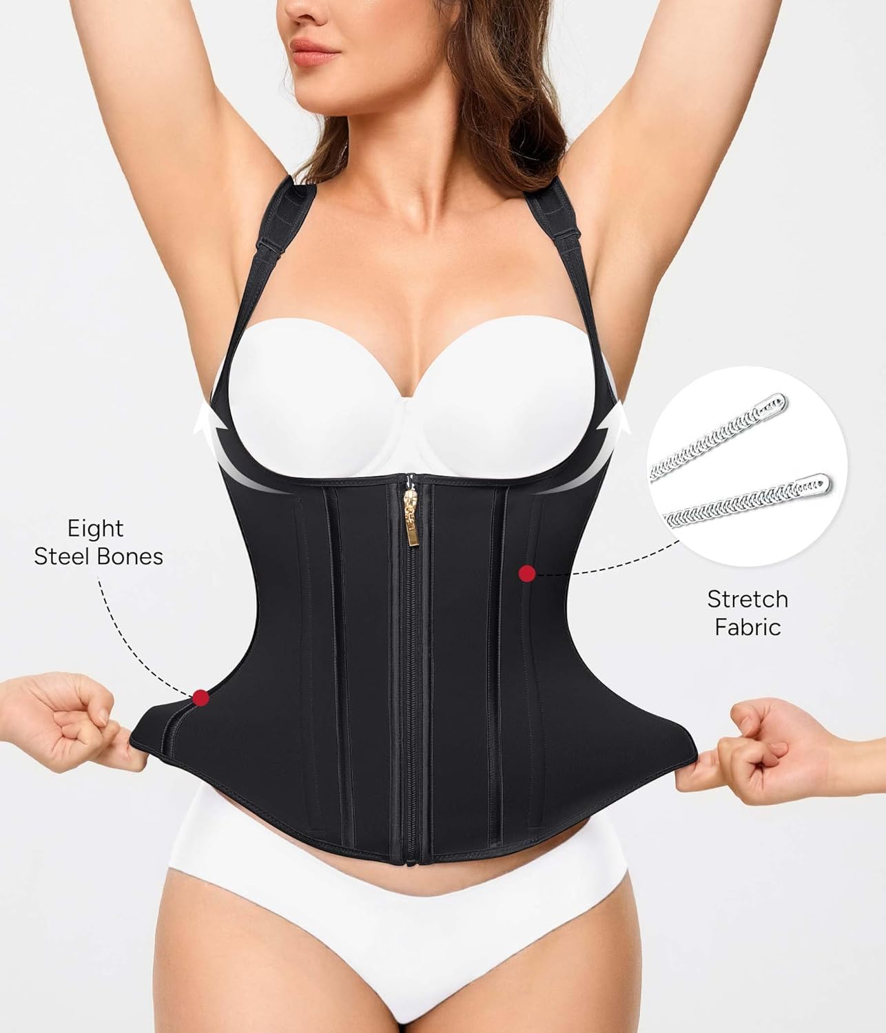 Nebility Waist Trainer for Women Corset Shapewear Tummy Control Faja Body Shaper Waist Cincher with Adjustable Strap - Image 3