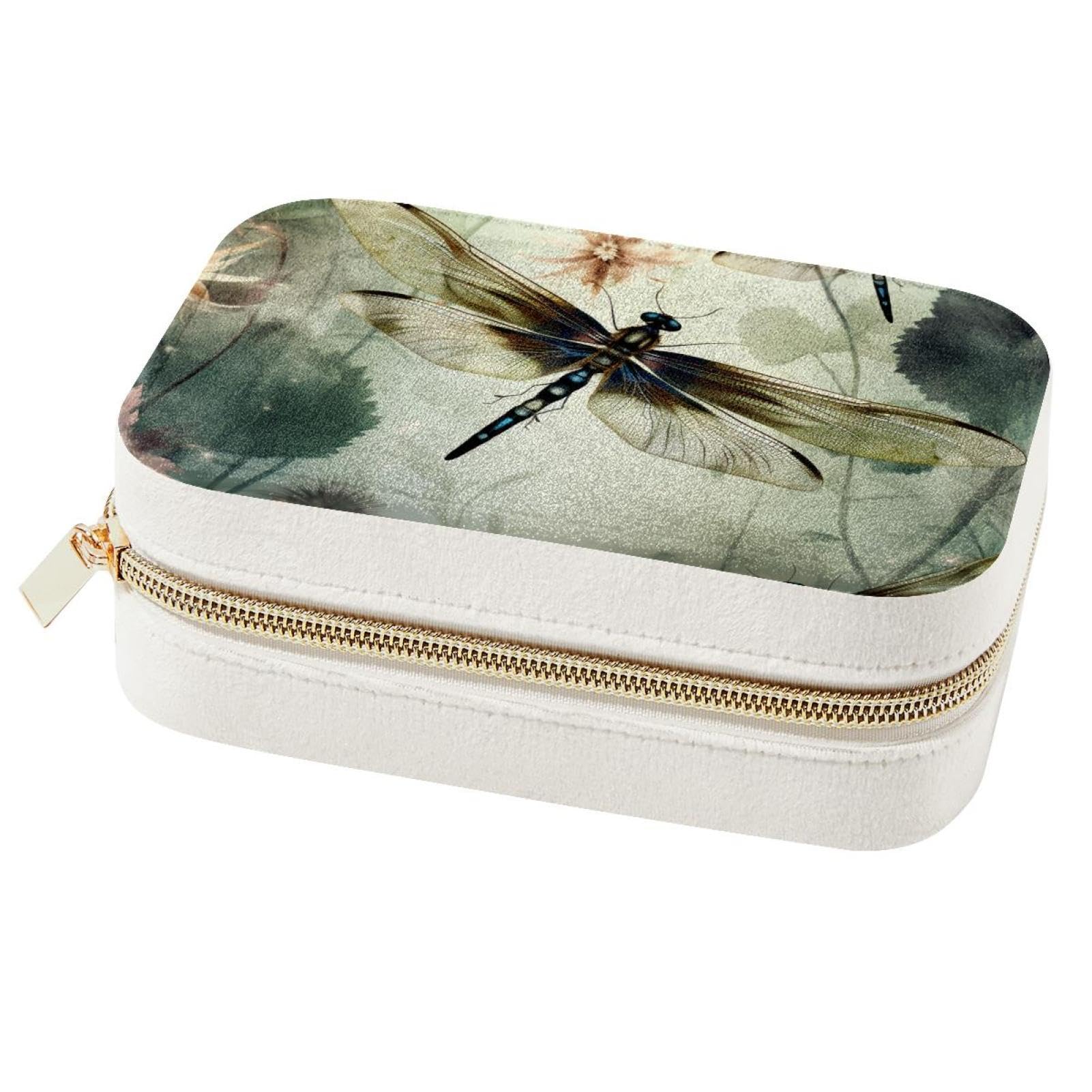Women's Multi Dragonfly Jewelry Box Portable Travel Jewelrys Organizer Case Earrings Rings Necklaces Display Storage Holder Boxes For Girls Bridesmaid Gifts