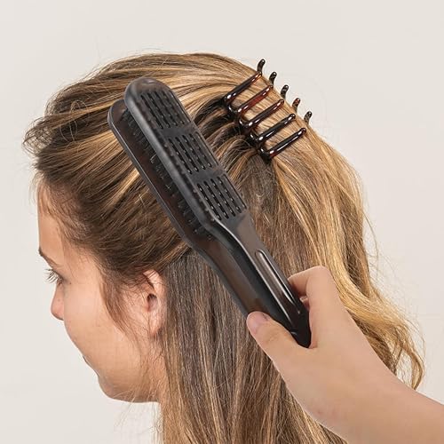 Miniatura 4 de Angoily Cepillo alisador de cabello antiestático de doble cara para todo el cabello para uso diario y viajes, herramienta de alisado suave y rápido