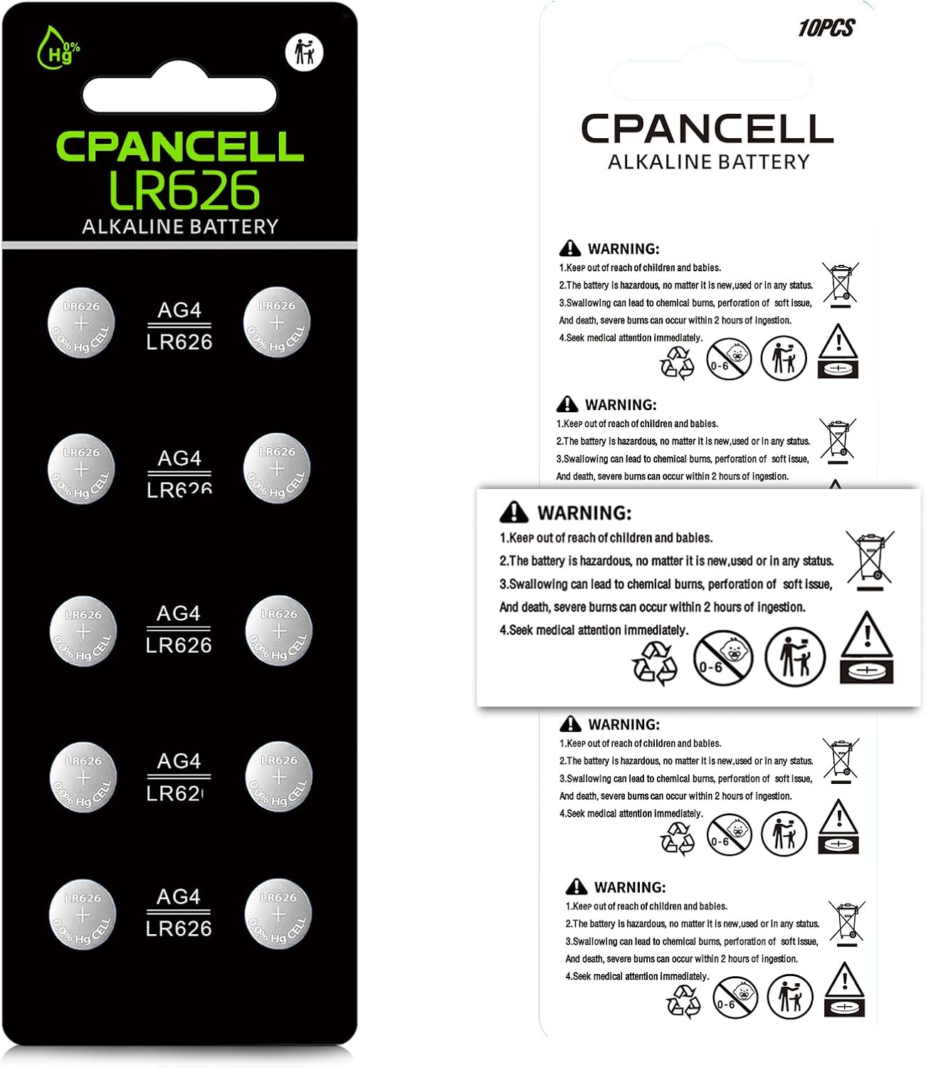 CPANCELL SR626SW Watch Battery 376 377 LR626 AG4 1.5V Watch Battery (10 Count)