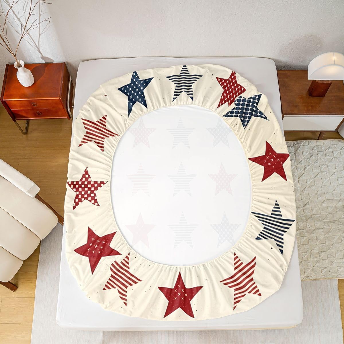 Retro Star Print Kids Twin Size Bed Sheets,2-Piece,Deep Pocket