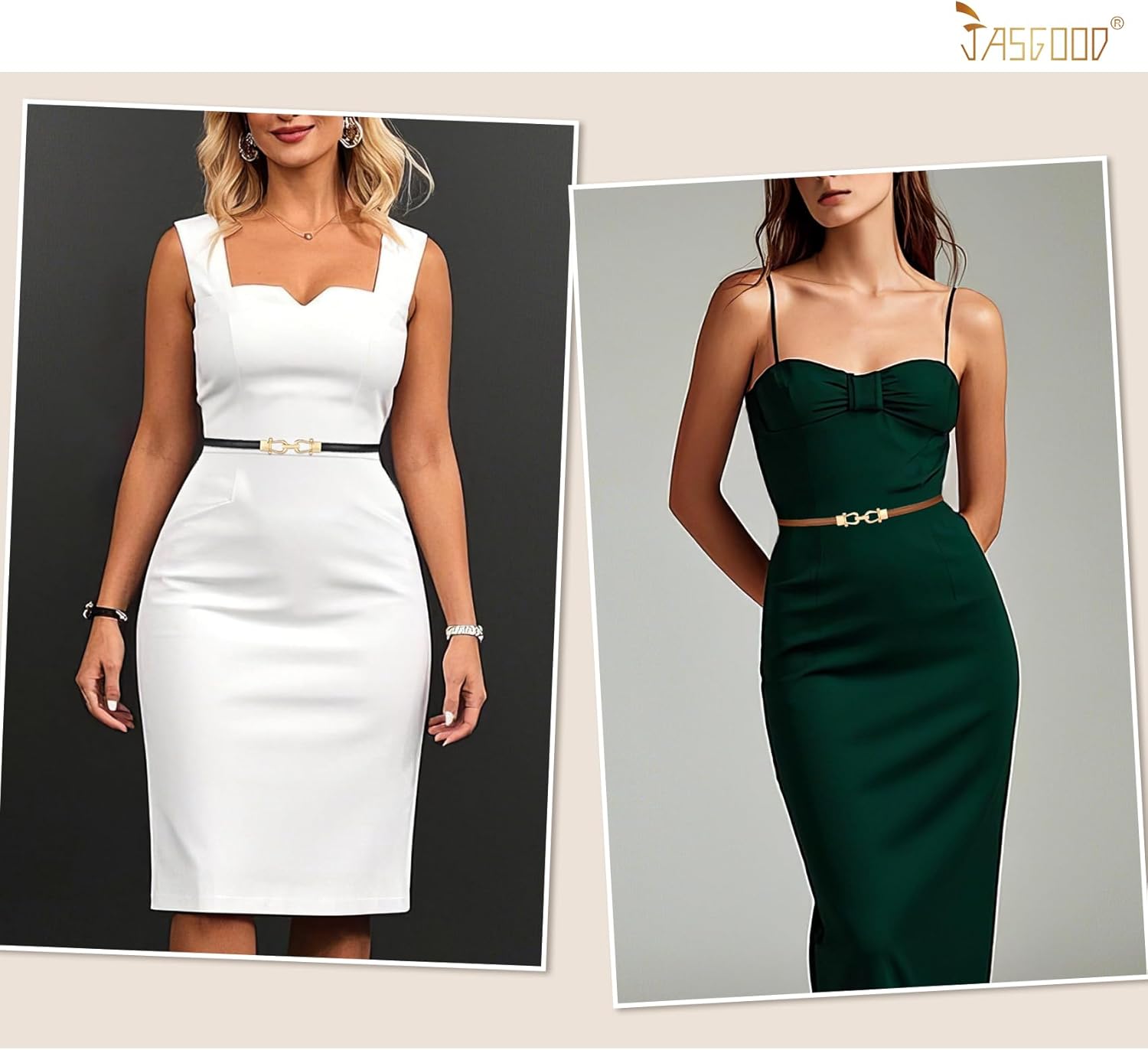 JASGOOD Leather Skinny Women Belt Ladies Thin Waist Belts Plus Size Adjustable for Jeans Pants Dresses with Metal Buckle - Image 3