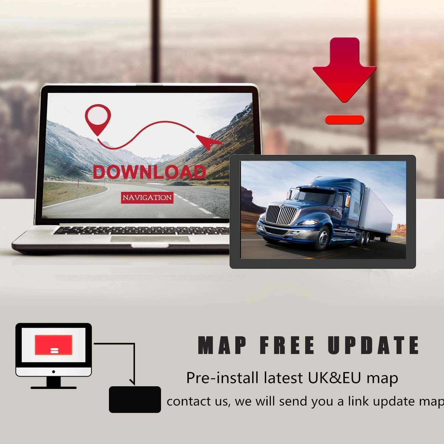 Navigatore GPS per auto e camion, schermo touch da 9 pollici, mappe del 2025 per camper con supporto GPS, guida vocale passo per passo, avviso di velocità e di semaforo rosso, pianificazione della rot