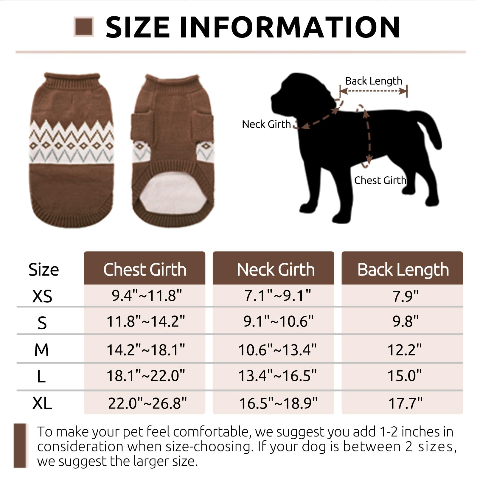 Picture of Dog Sweater Size Chart Dog Sweater For X Large Size Dog Puppy Gift