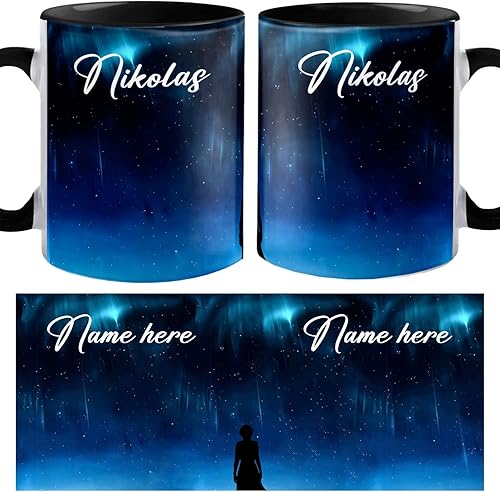 Vista 22 de Taza de café personalizada con nombre y letra inicial, monograma con diseño floral azul del alfabeto, taza de café blanca, regalo para mujeres, Taza