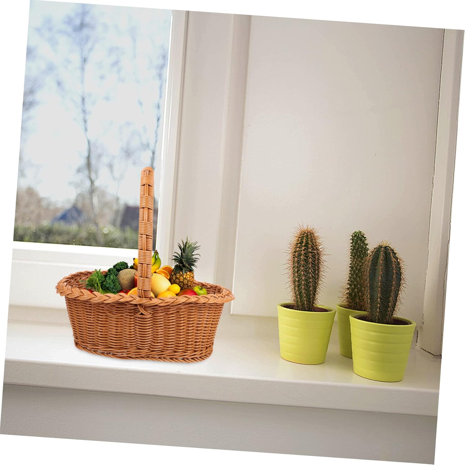 Handmade Multi-Function Picnic Storage Basket Small Wear-Resistant Grocery and Flower Basket for Outdoor Activities Home Decor and Gifts