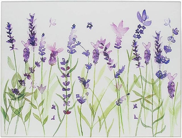Lesser & Pavey Purple Lavender Glass Cutting Board - Artistic Kitchen Worktop Saver