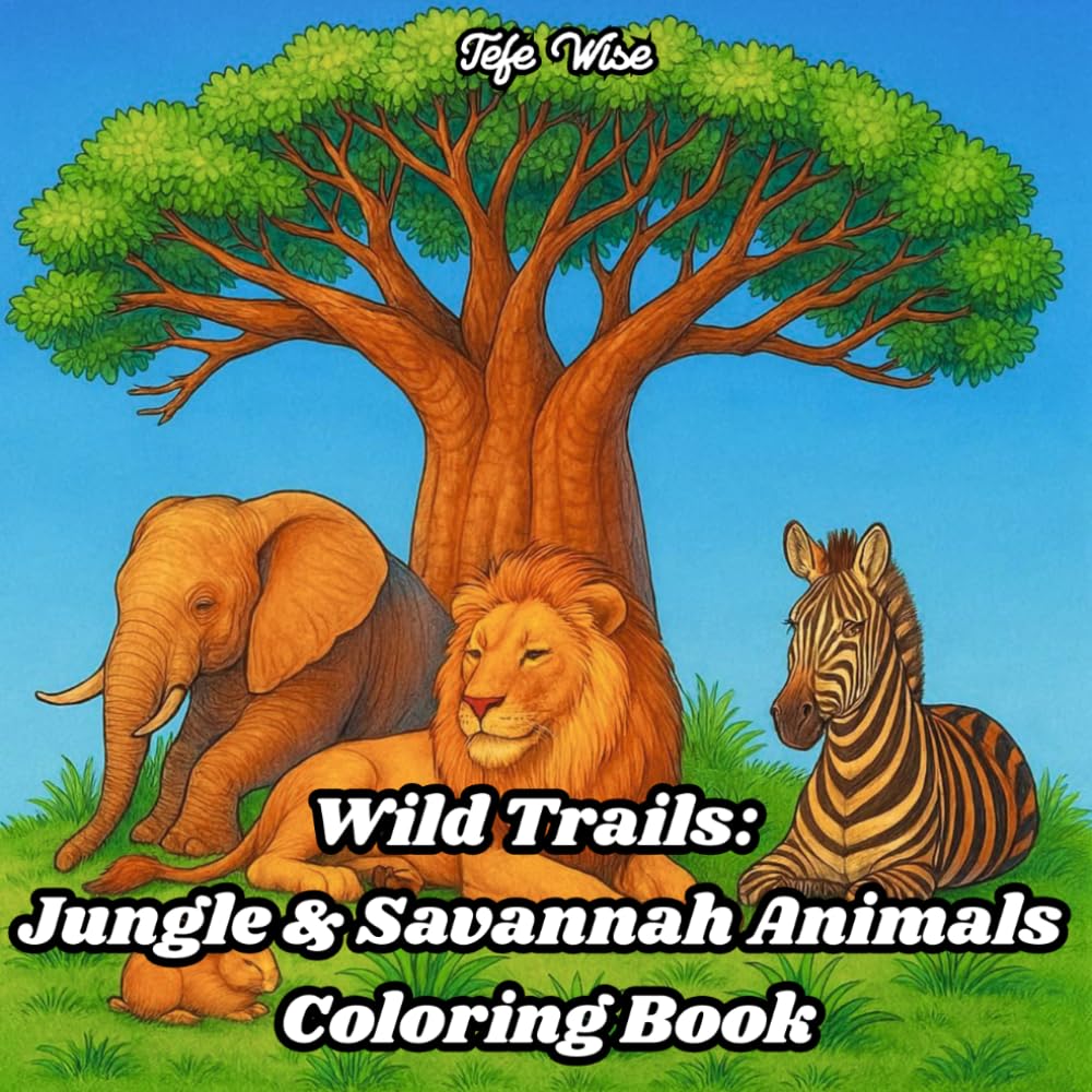 Wild Trails: Jungle & Savannah Animals Coloring Book: A Detailed Wildlife Coloring Book Featuring Safari and Rainforest Animals, Perfect for Kids, ... Who Love Nature and Relaxing Creative Fun