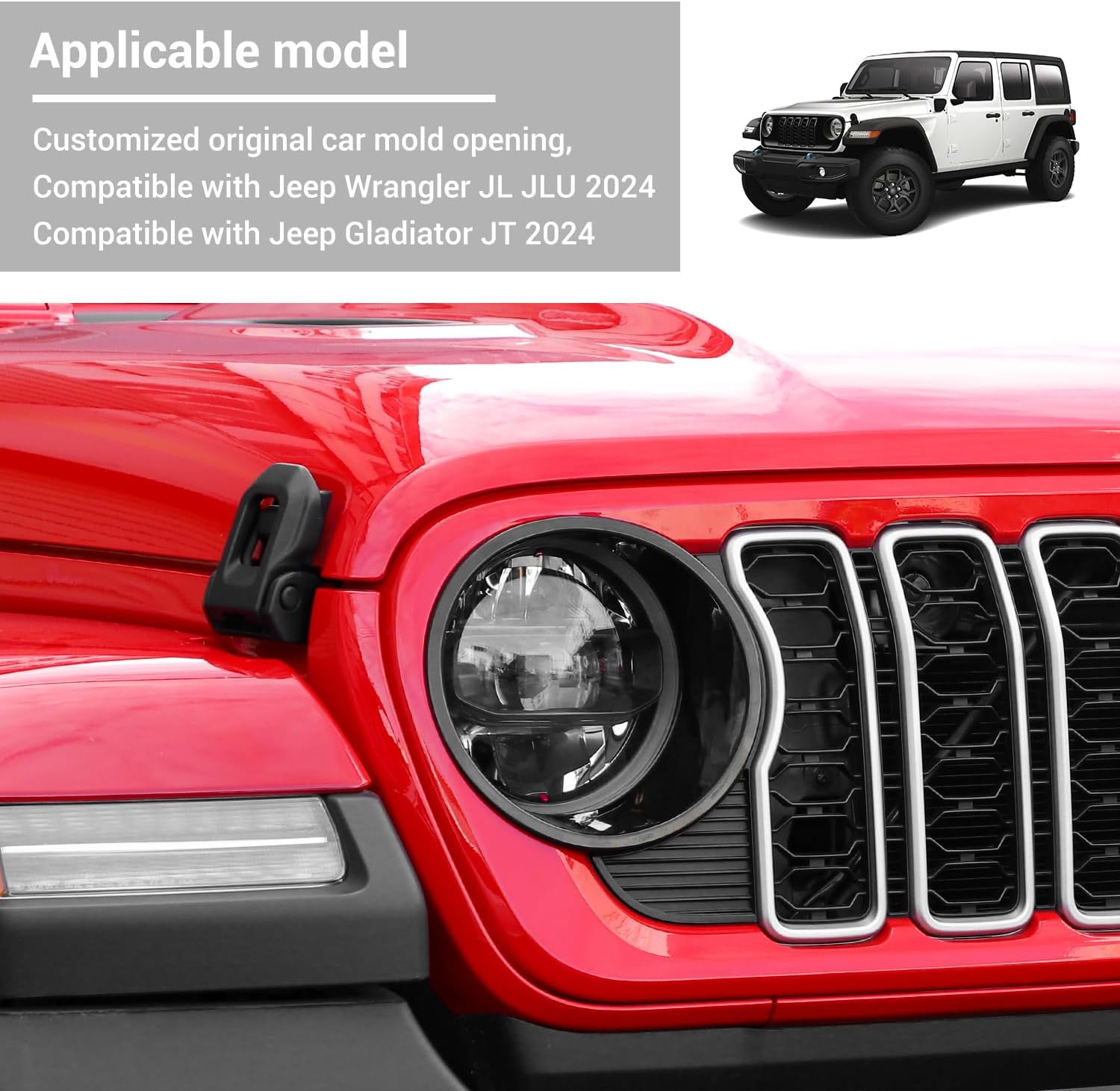 Hoolcar for Jeep JL Headlight Cover Trim Compatible with Jeep Wrangler JL & Wrangler Unlimited 2024 Front Head Light Lamp Trim Guard Exterior Accessories, Black