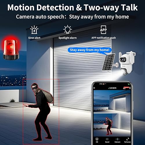 Miniatura 3 de Cámaras de seguridad solares inalámbricas para exteriores, cámaras para seguridad del hogar con doble lente, panorámicainclinación de 360, visión