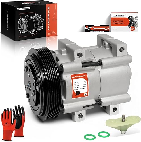 A-Premium Compresor de aire acondicionado de CA con embrague compatible con Ford F-150 1990-1996, F-250 1990-1995, F-350/F-53 Chassis 1990-1995,