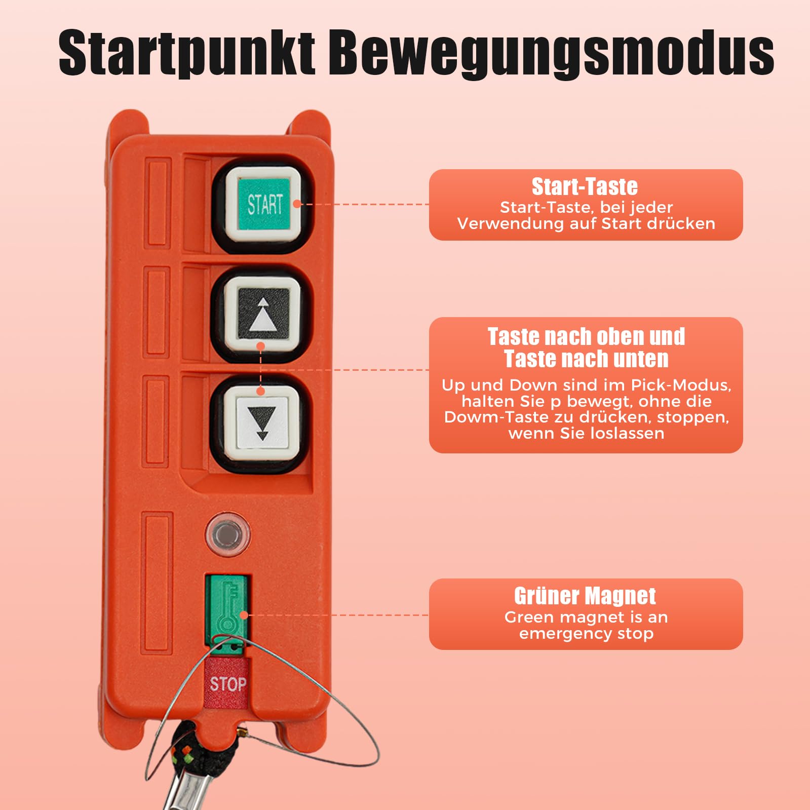 Seilwinden Funkfernbedienung Hoist Seilhebezug Winde Kran, Industrielle Fernbedienung, 100m Reichweite, IP65 Schutz, 220V (36-380V), für Krane, Hebezeuge, Baumaschinen