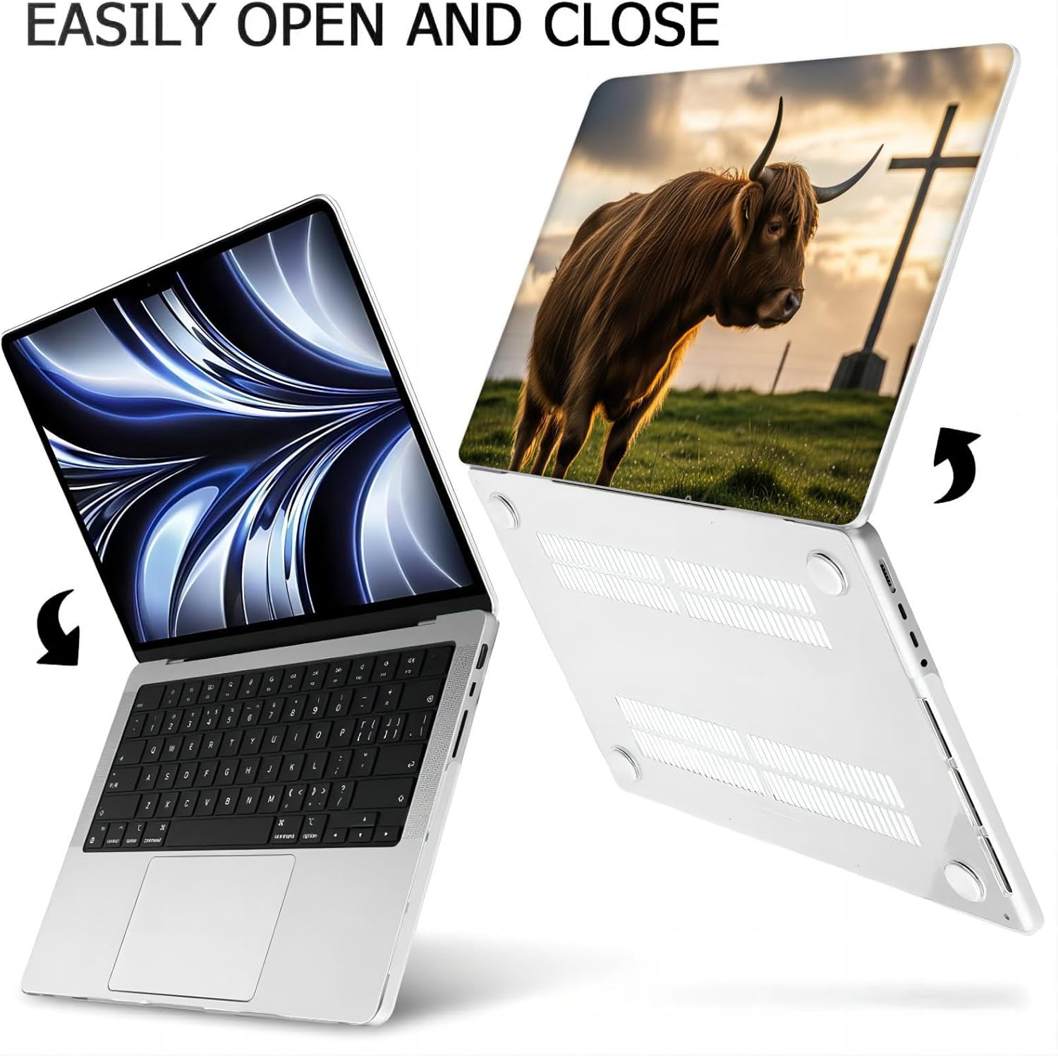 Compatible with MacBook Neo 13-inch, Hard Shell Case with Keyboard Cover and Screen Protector (A3404 A18 Pro chip, 2026 Release) - Highland Cow MC24129