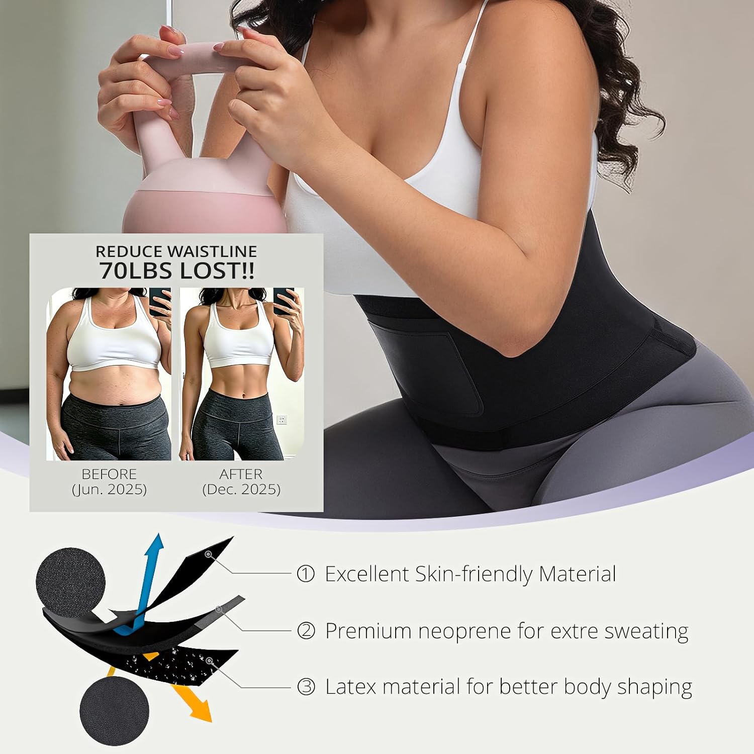 Waist Trainer Belt Waist Cincher Trimmer Ab Belt Tummy Control Body Shaper with Triple Wrap Women and Men