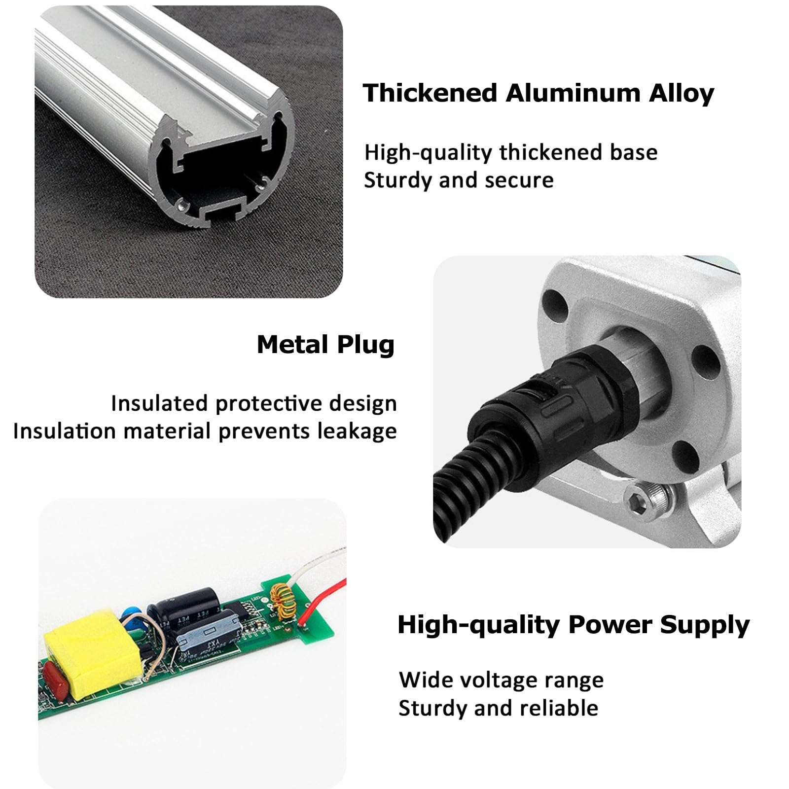 Rura świetlna LED do pracy, oświetlenie przemysłowe 6-20 W, bezpośrednie okablowanie, kwadratowy stop aluminium, łatwy w instalacji aluminiowy pasek oświetleniowy(10W, 110~220V)