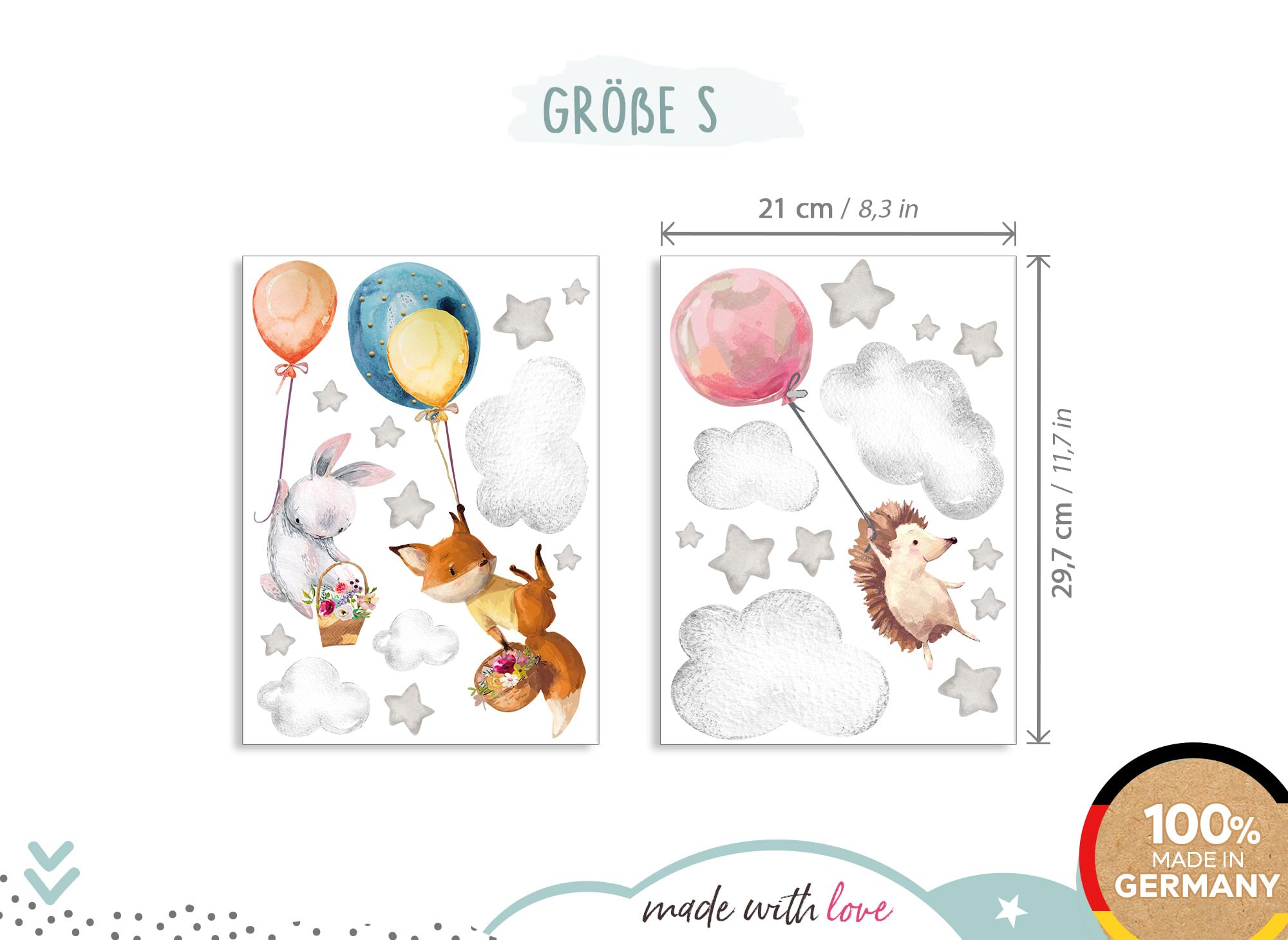 Little Deco Muursticker Dieren Ballon Muursticker Kinderkamer