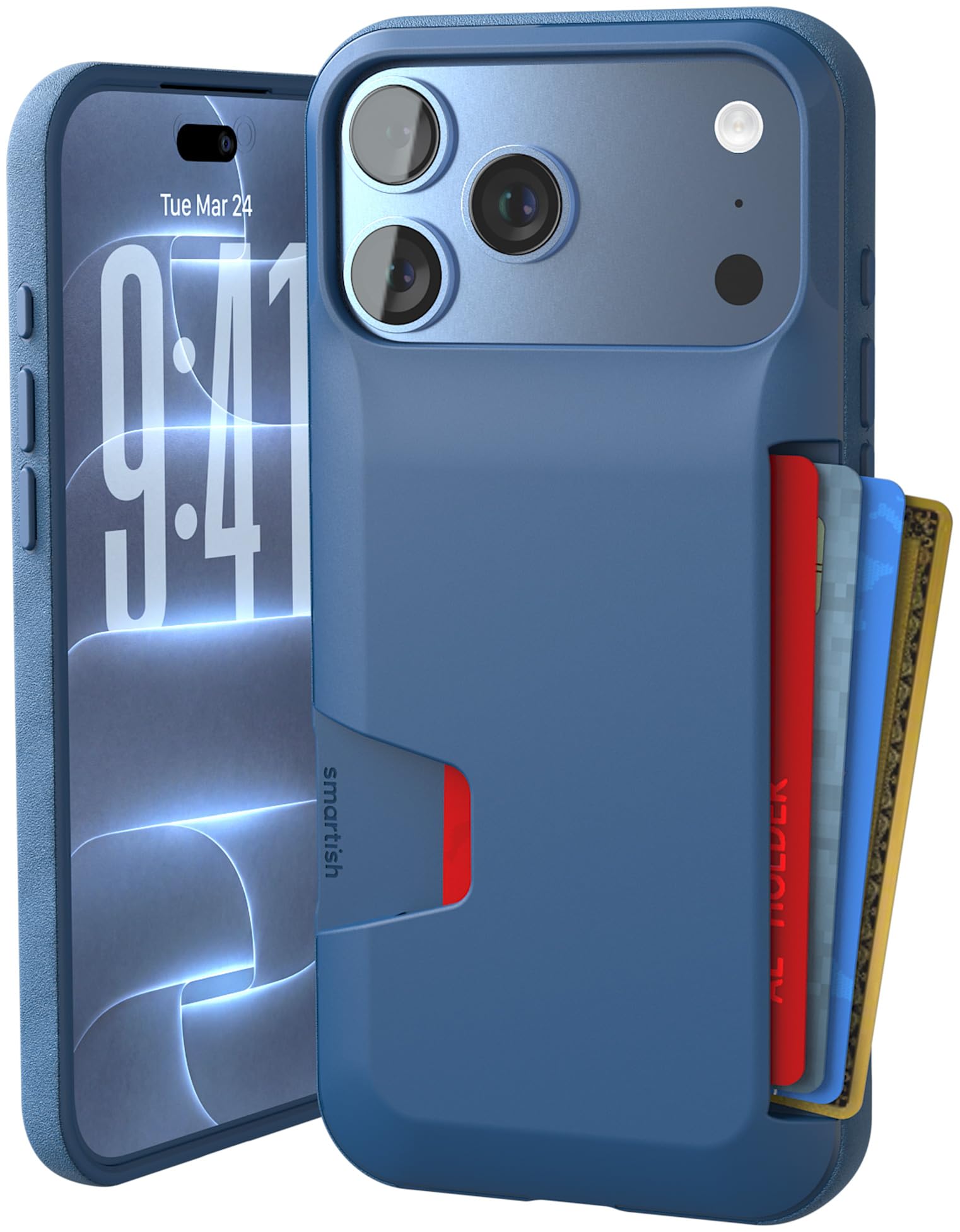 Smartish iPhone 18 Pro Max/17 Pro Max Wallet Case, Wallet Slayer V1, Blue