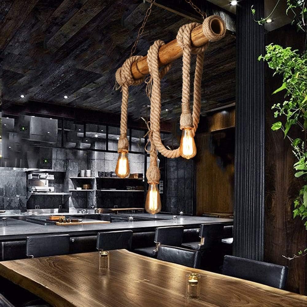 シャンデリア, ペンダント照明 天井 V-intage シャンデリア ペンダント ノベルティロープ 3 ヘッド天井照明 - 麻ロープ