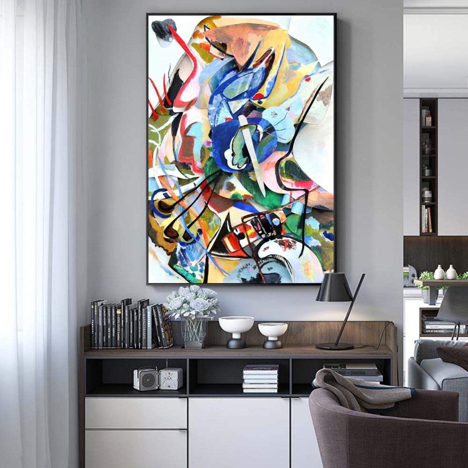 Arte astratta Astratto Linea Colorata Famosi Canvas Poster e stampe Nota musicale Wall Art Immagini per Farmhouse Decor 91x70cm innerframe