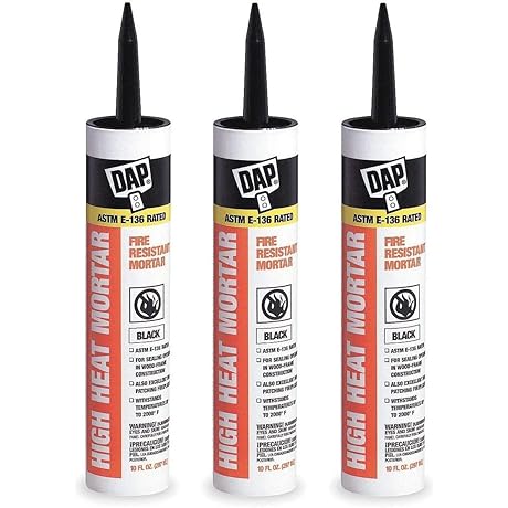 DAP High Heat Mortar: Silicate Black Fire-Resistant Cement