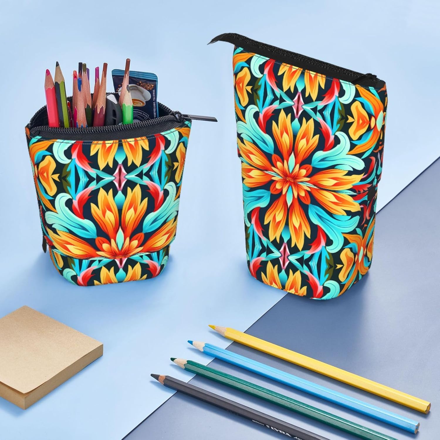 Growing Colorful Wreaths Printed Retractable Pen Holder for Dorm or Office use. image 4