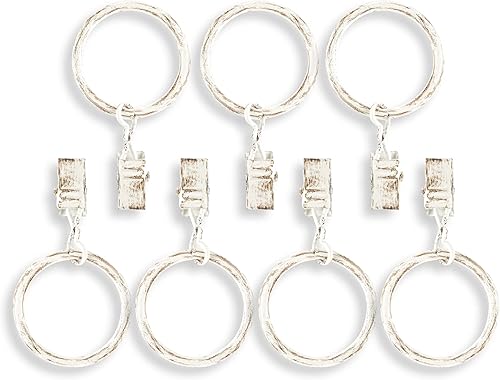 Barras de cortina para decoración del hogar, clips, anillos, marfil envejecido (juego de 7)