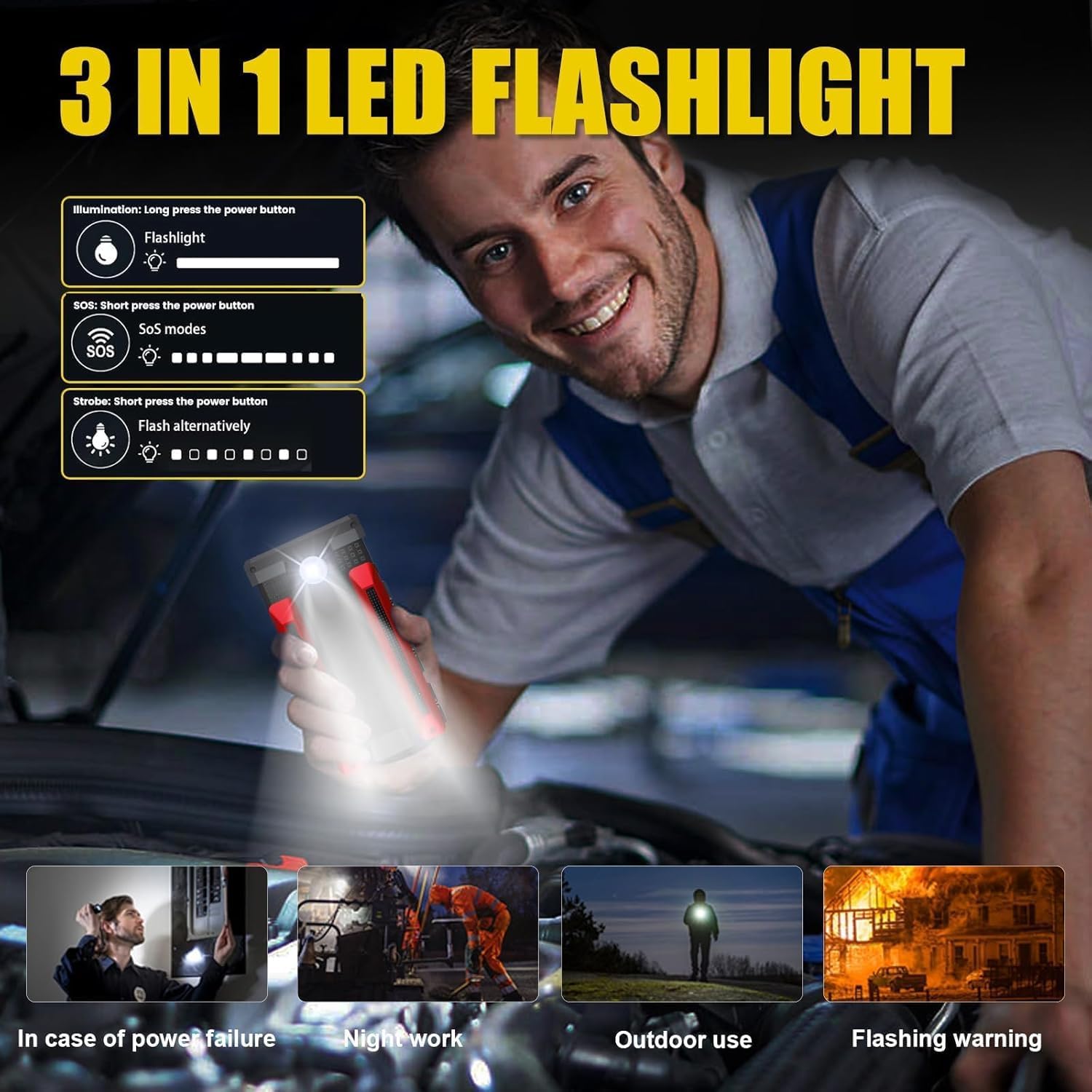 Scatach 4000A Car Battery Jump Starter, 12V Jump Starter Battery Pack (up to 10.0L Gasoline and 8.0L Diesel Engine), Portable Jump Box with Jumper Cable, LED Display, LED Light