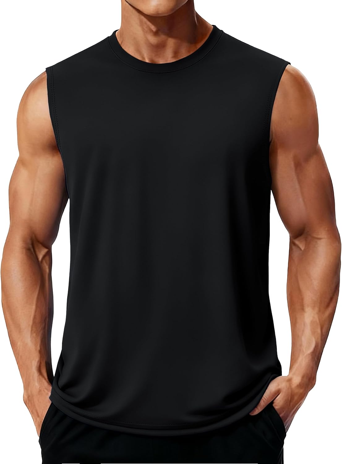 MAGCOMSEN Men's Sleeveless Shirts Quick Dry Tank Tops UPF 50+ Gym Muscle Workout Summer Beach Swim Shirt
