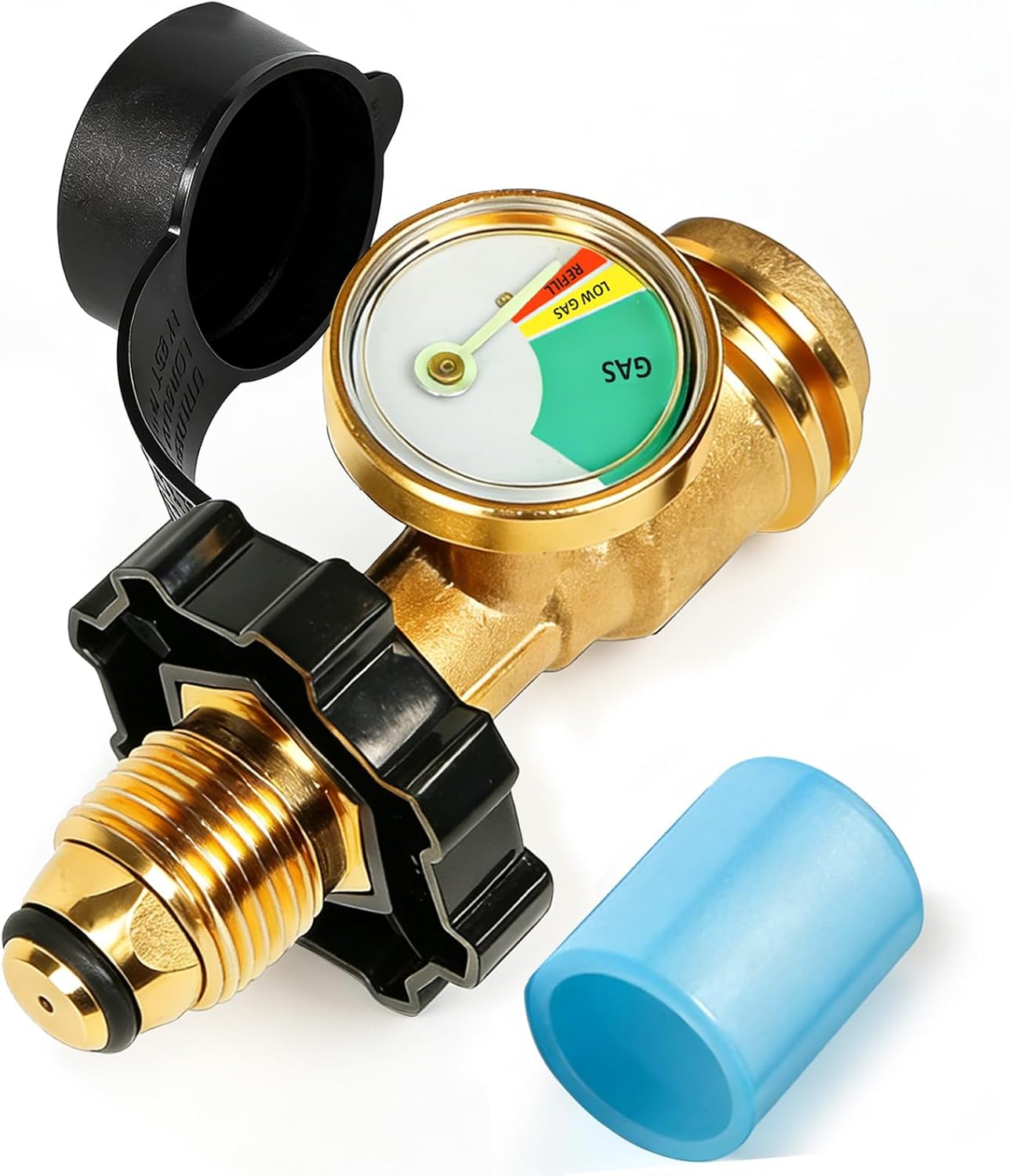 Universal Fit 100lb Propane Tank Adapter Converts POL to QCC1 / Type 1 with Gauge Propane Hose Adapter Old to New Connection Type 5-100lb Propane Tank for Camper, BBQ Gas Grill, Heater, etc (2 Pack)