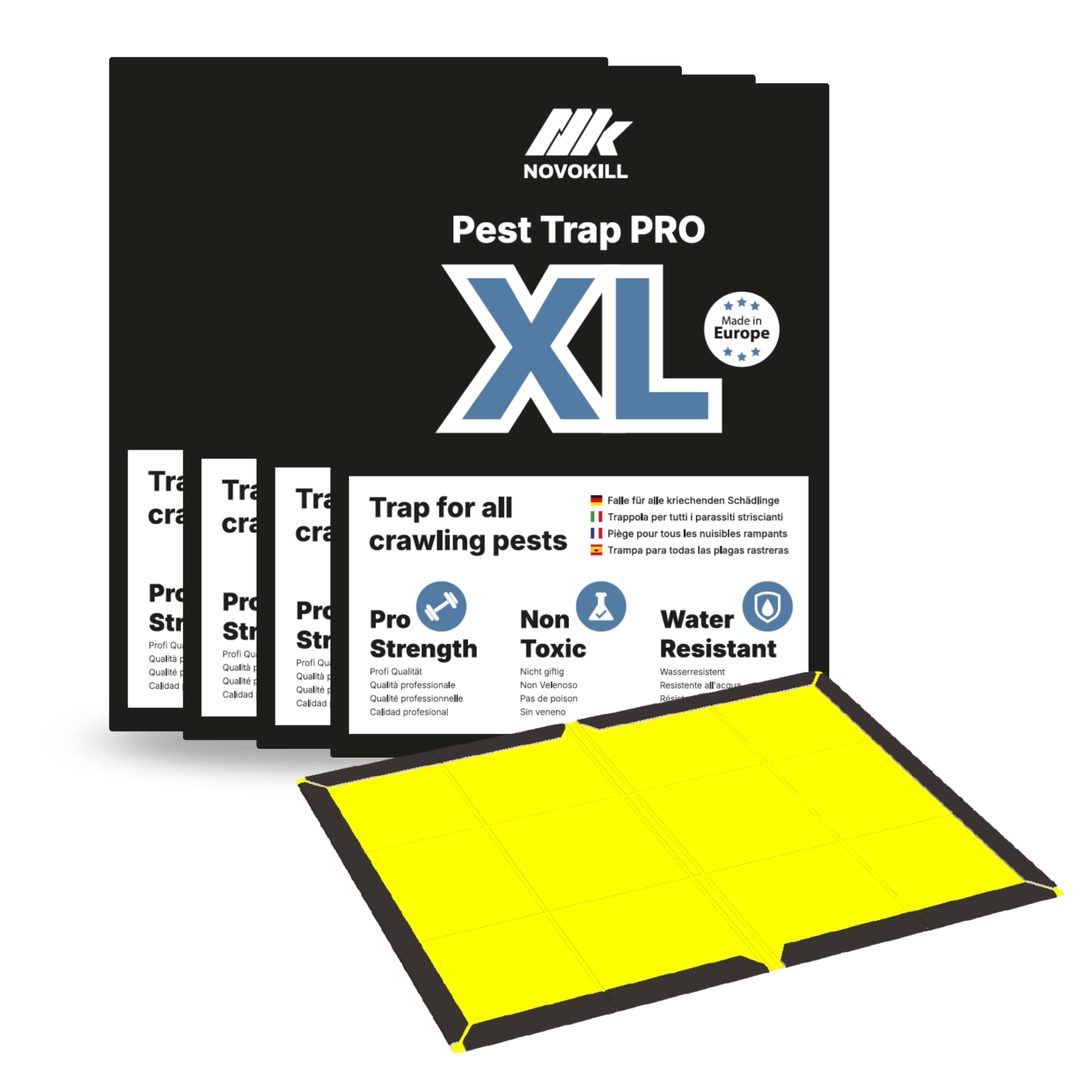Novokill Pest Trap PRO XL 4 Pack – 14.2" x 9.65" – Largest Non-Toxic Sticky Insect Trap – Versatile, Scented & Water-Resistant for Indoor Pest Control – Multi Insect Glue Boards