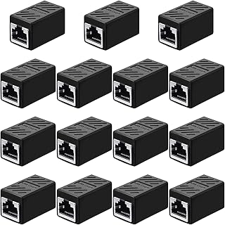 RJ45 Lanケーブル 延長コネクタ カプラ ネットワーク 中継コネクタ Cat7/Cat6a/Cat5eに適用 RJ45 延長コネクタ メス - メス ギガビット 対応 8P8C LAN端子 ブラック (15)
