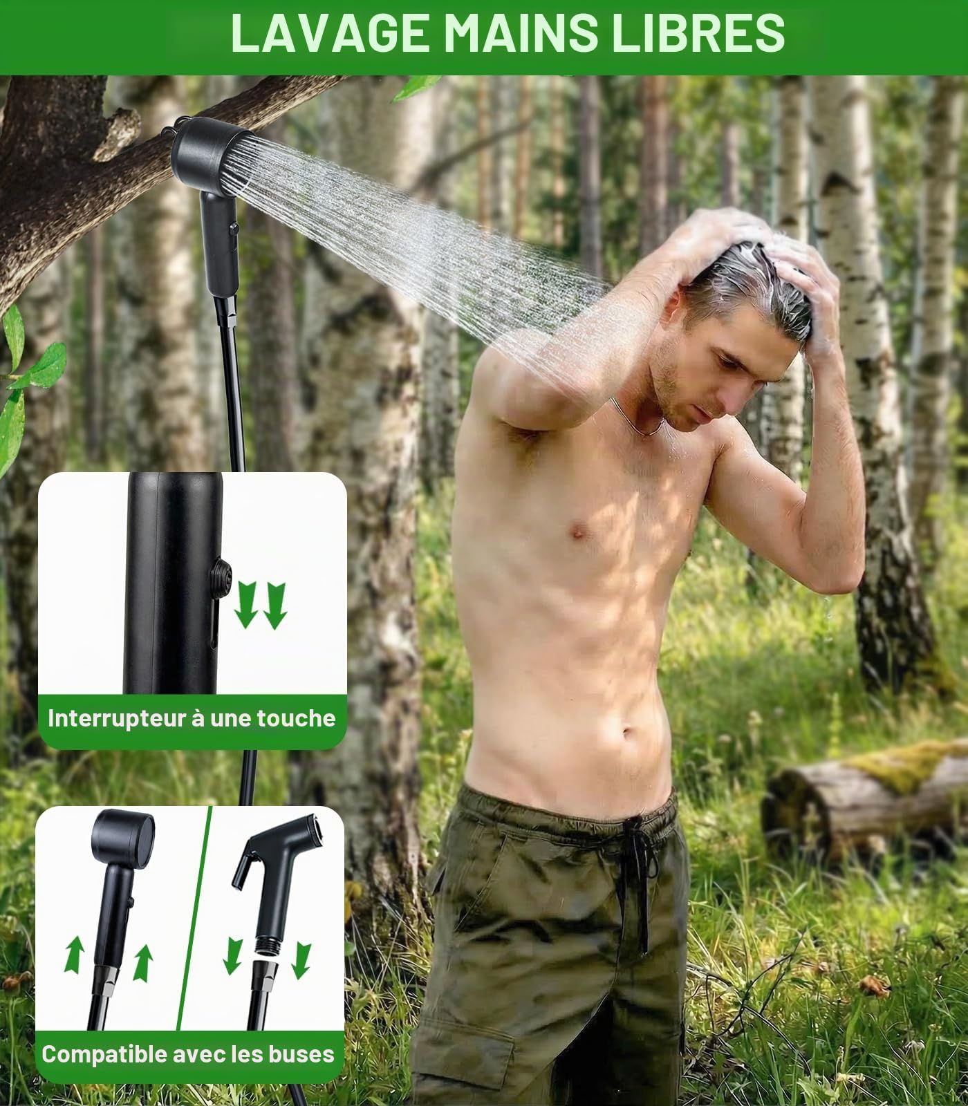 Beviliu Douche Portable de Camping avec Pichet de 3 Gallons de Qualité Alimentaire, Design Léger & IPX8 Étanche, Pompe Rechargeable avec Affichage LED, Douche Portable pour Camping, Plage, Randonnée
