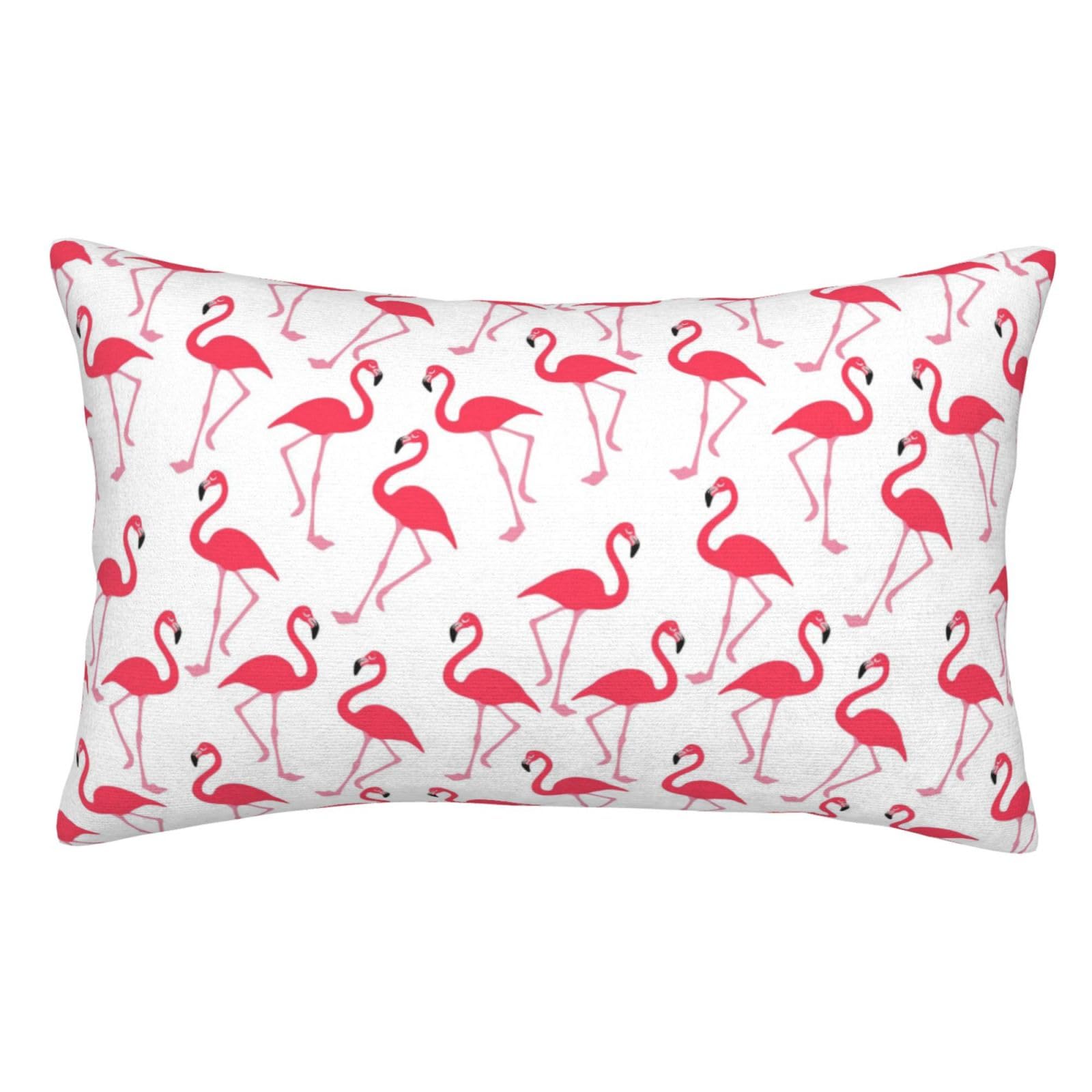 WKSGDSG Soft Plush Pillow Cover For Sofa & Bed, Flamingo, Standard Furry Throw Pillow Case 50x75 cm, Decorative Cushion Cover For Bedroom Living Room Decor, Hidden Zipper Pillowcases For All Seasons