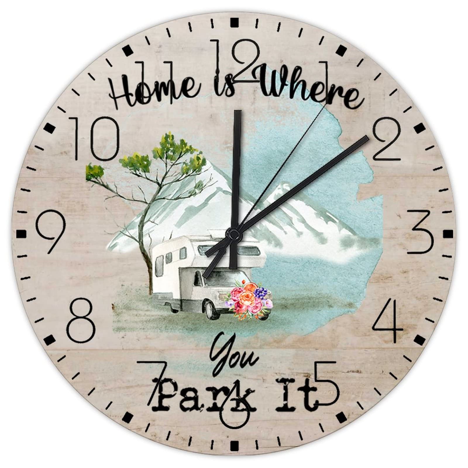 Horloge murale sans tic-tac en bois cadran minimaliste pour entrée et cabine
