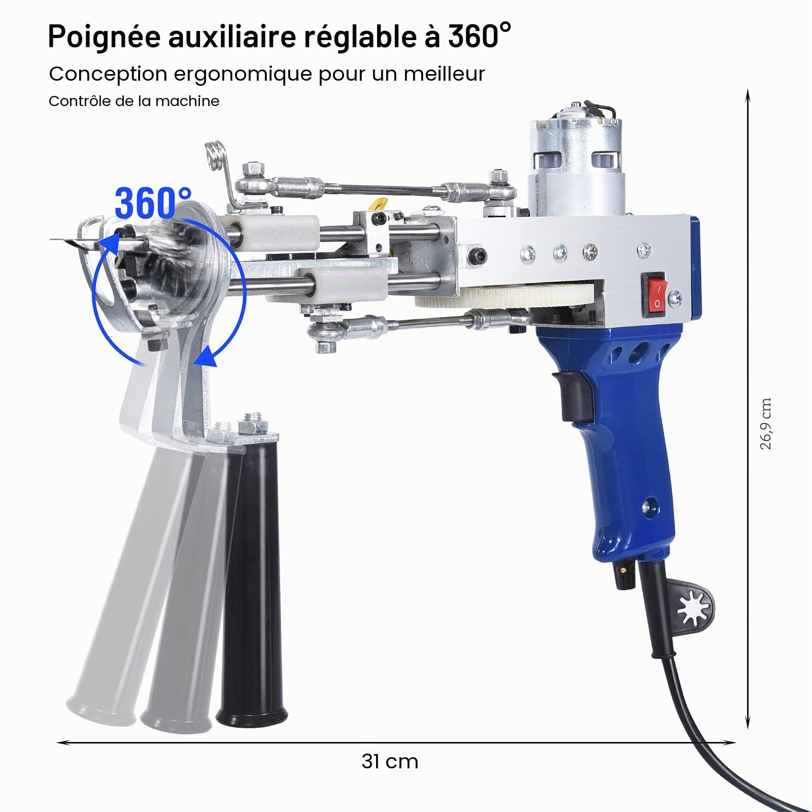 Pistolet à touffeter - Poils coupés et boucle - 2 en 1 - Kit de démarrage pour les amateurs de touffetage