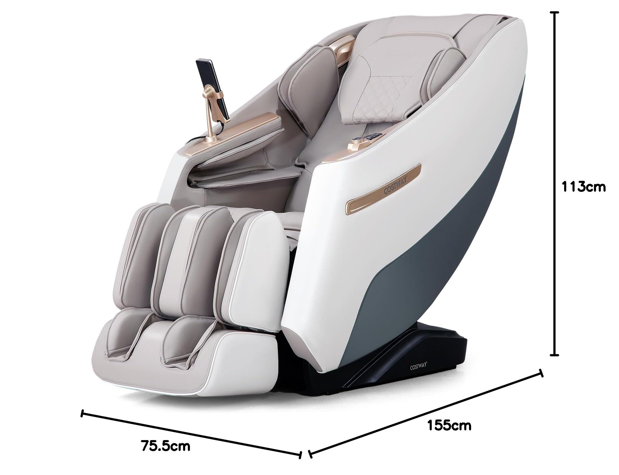 COSTWAY Zero Gravity SL Track Shiatsu fotel do masażu, ogrzewanie ...