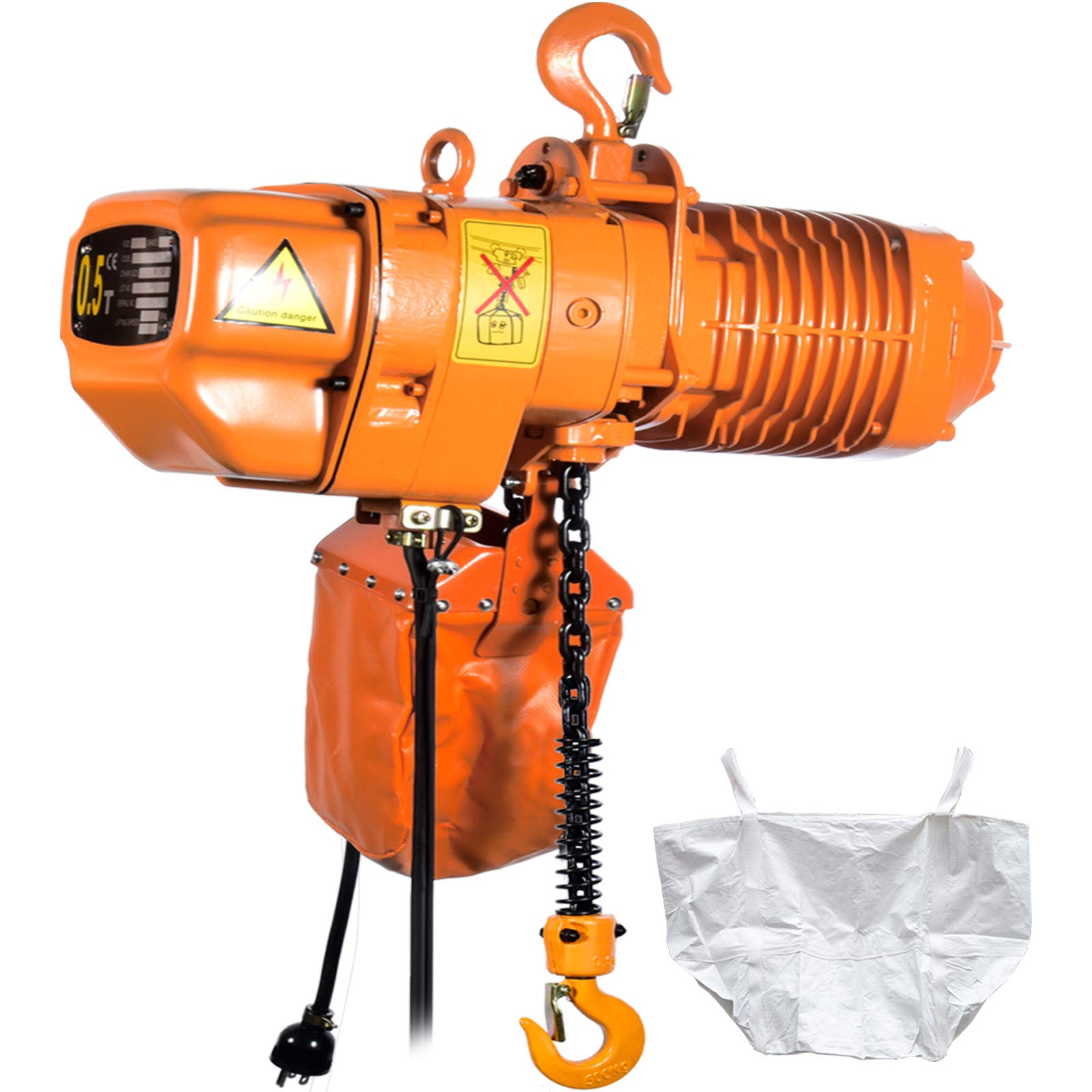 VEVOR Paranco Elettrico a Catena Fisso da 500 kg, Catena Singola G80, Altezza di Sollevamento 6 m, con Telecomando Wireless da 100 m e Telecomando Cablato da 4,5 m, Trifase per Fabbriche e Magazzini