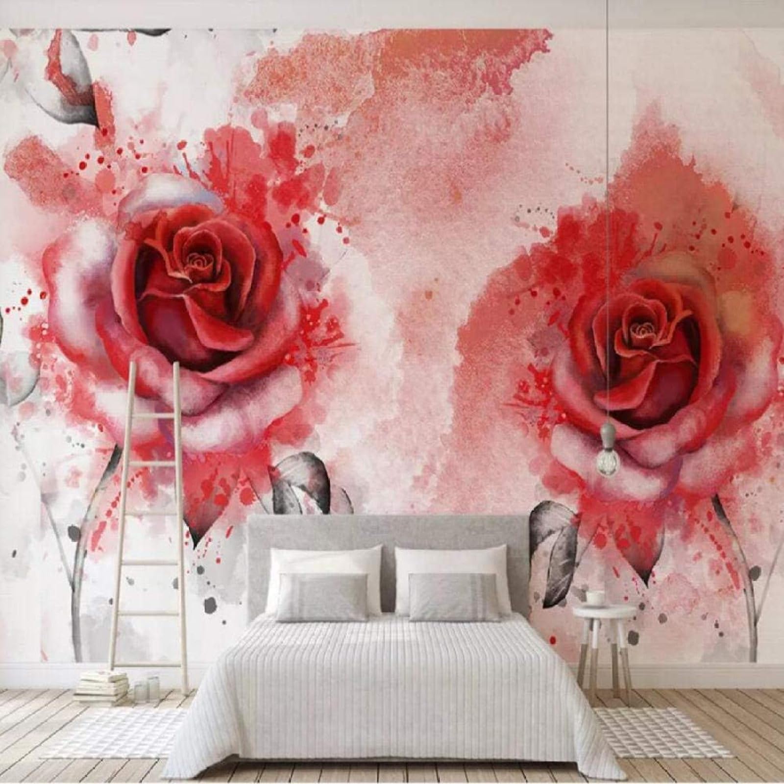 Papel pintado 3D rosas para tapar imperfecciones de pared en salas y estudios