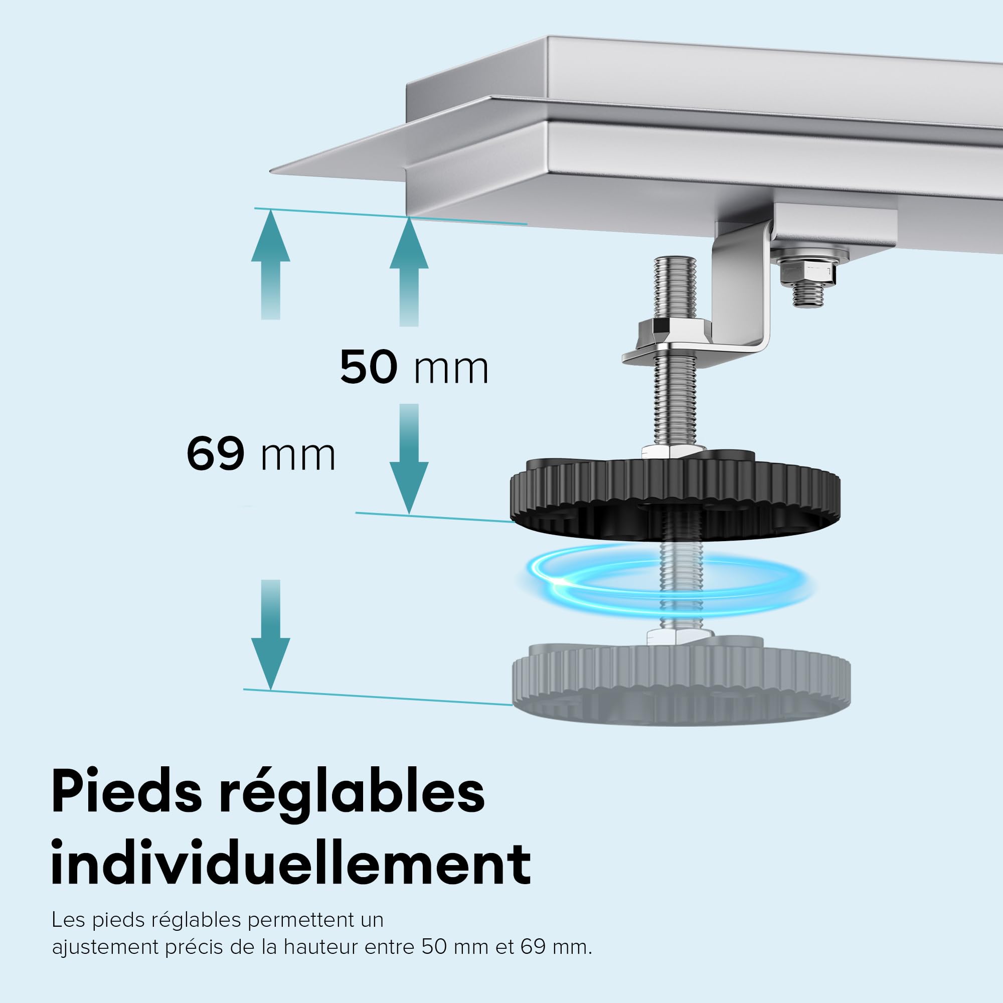 doporro Caniveau de Douche Italienne Extra-Plate Drain de Sol à Carreler